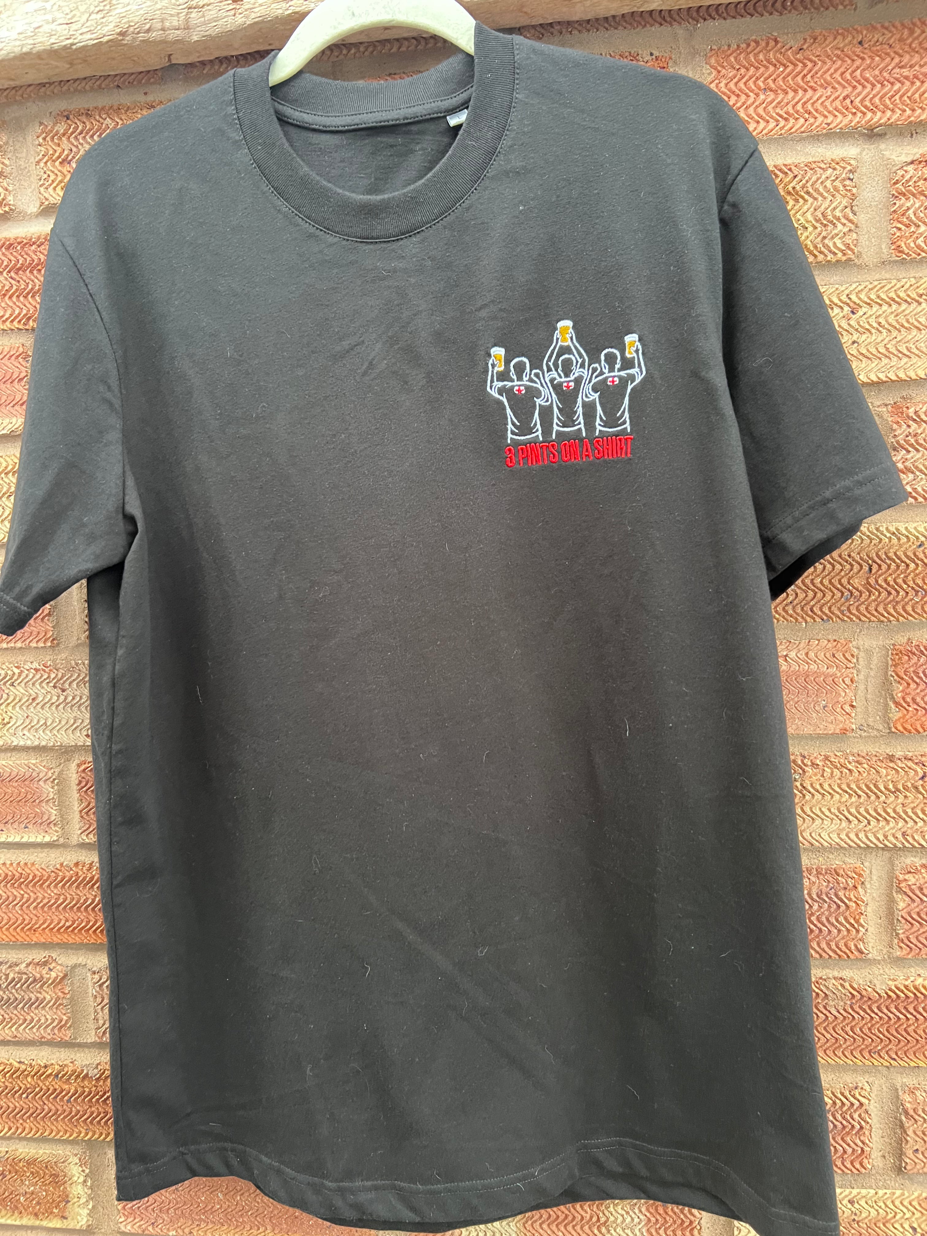 3 Pints On A Shirt Embroidered T-Shirt