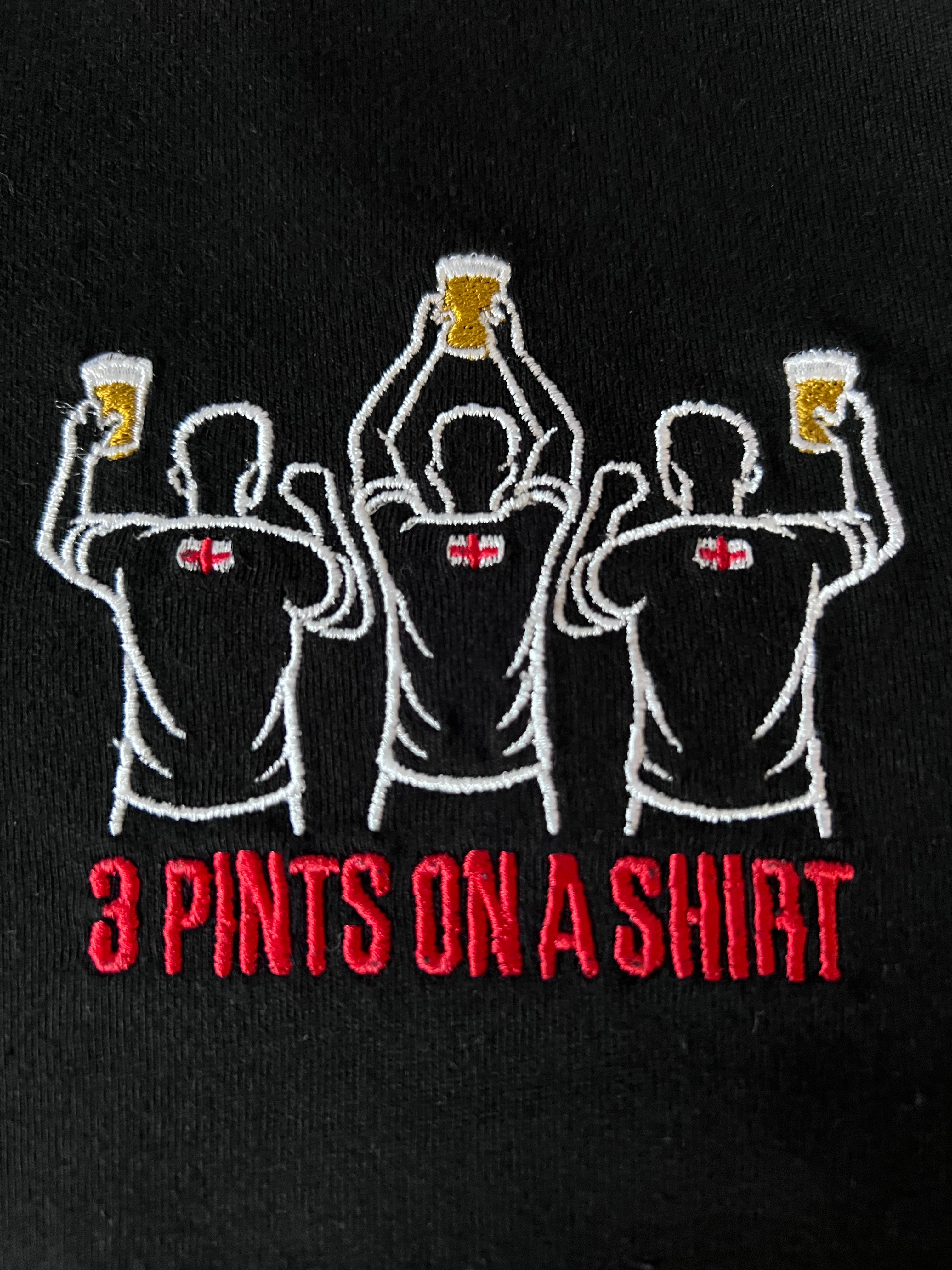 3 Pints On A Shirt Embroidered T-Shirt