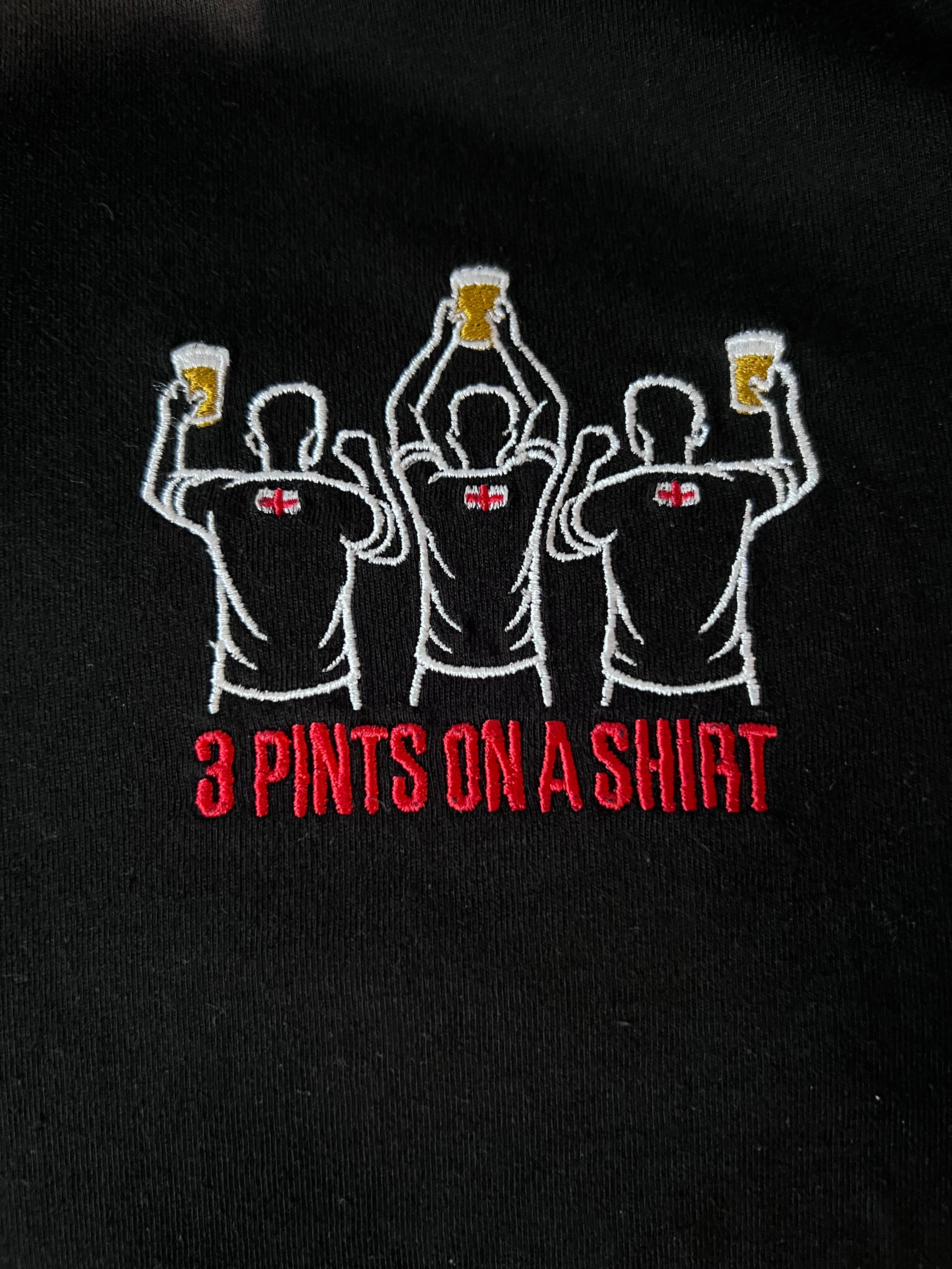 3 Pints On A Shirt Embroidered T-Shirt