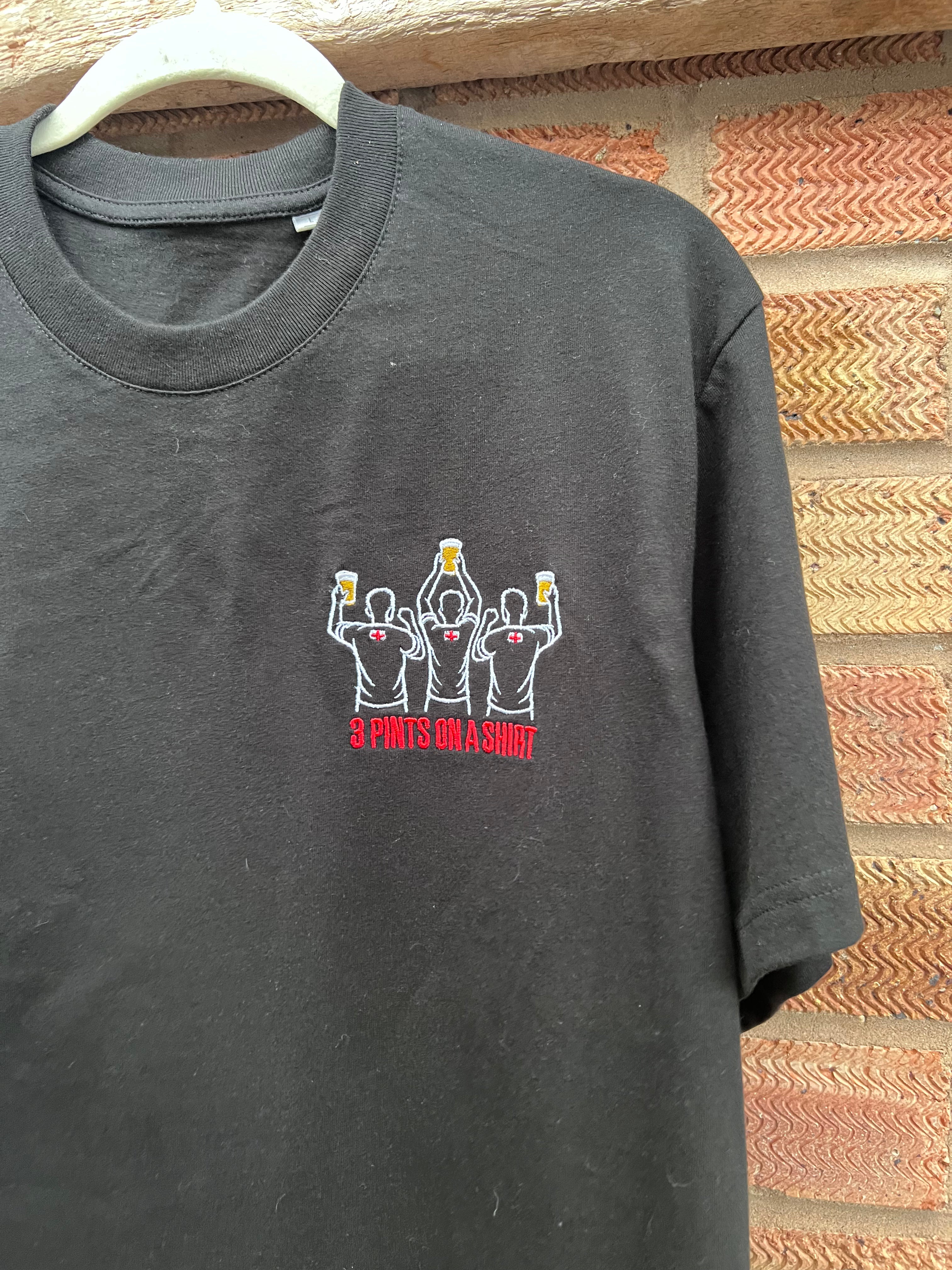 3 Pints On A Shirt Embroidered T-Shirt